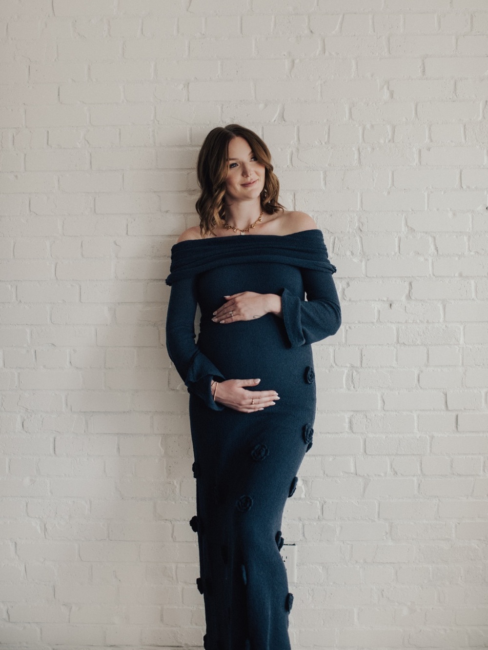 Meshki Off-Shoulder Navy Sweater Dress